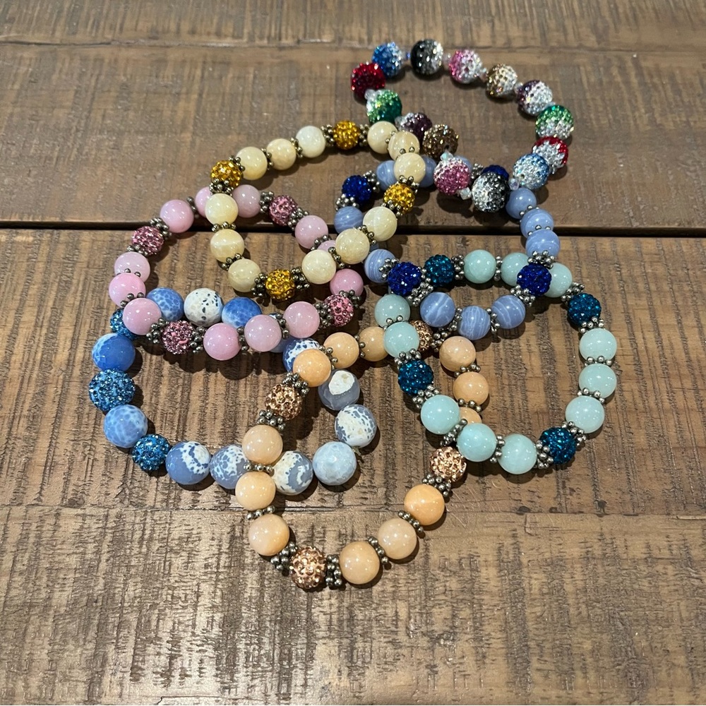 Lot of Stone Rhinestone Stretch Bracelets